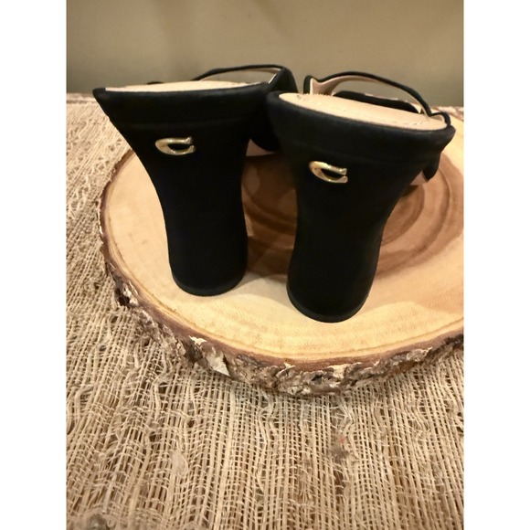 Coach Laurence Suede Sandal Black Block Heel Dressy Classic Elegant 9.5 Worn 1X - Picture 12 of 15